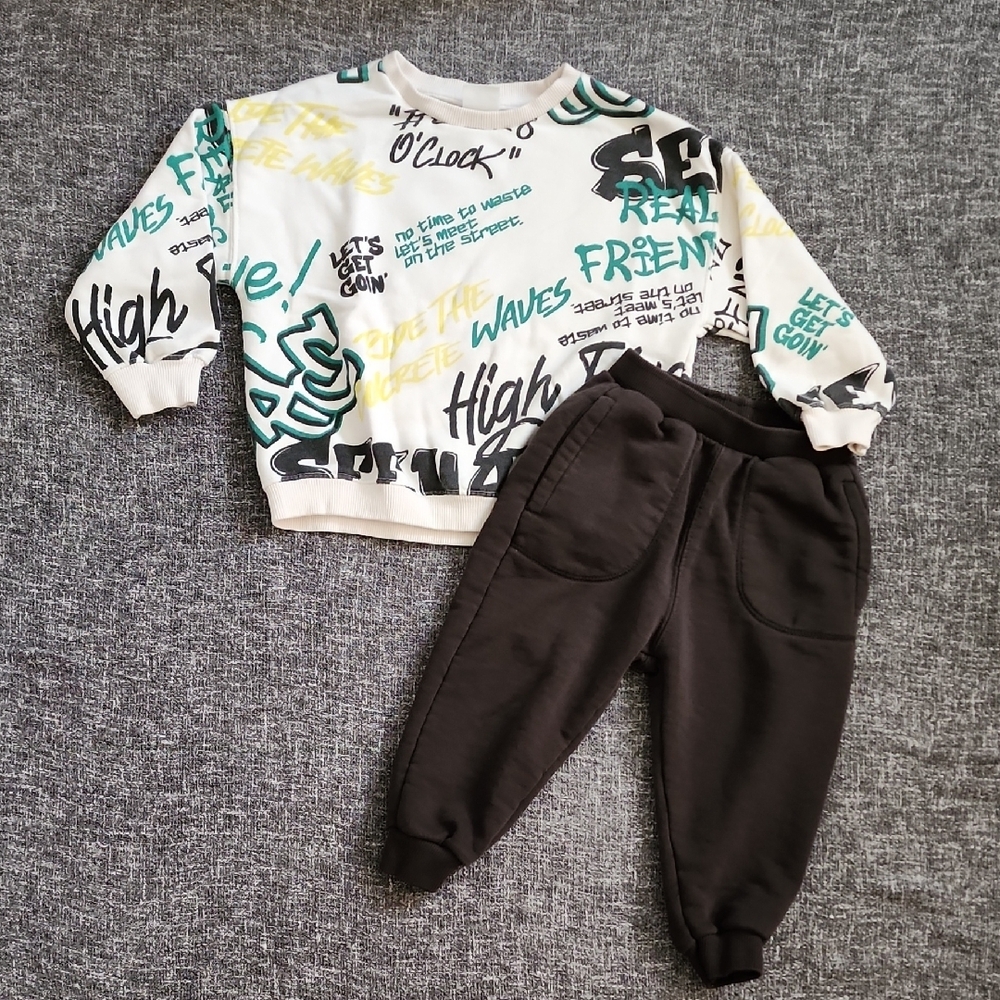 Zara Black and White Matching Jogger Set